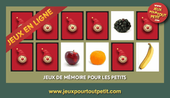 Jeux de memory en ligne pour enfants à partir de 3 ans: Les Fruits!