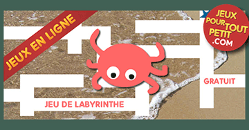 Jeu de labyrinthe en ligne pour tout petits: Le crabe. Jeu gratuit pour enfants et pour maternelles