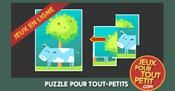 Jeux de puzzle en ligne pour enfants de 2 à 5 ans : La vache. Jeu éducatif gratuit pour maternelles