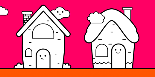 Dessins a colorier en ligne et gratuits pour filles et garçons de maternelle: Les Petites Maisons