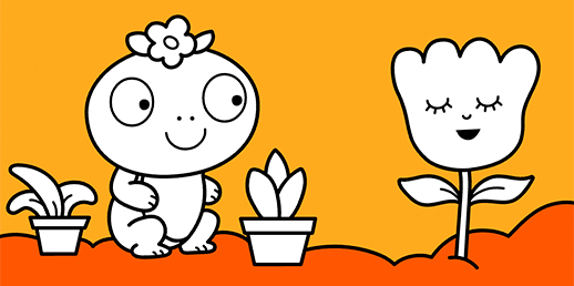 Jeu de coloriage gratuit en ligne pour bébés et pour petits enfants: Le Petit Crapaud et la Fleur