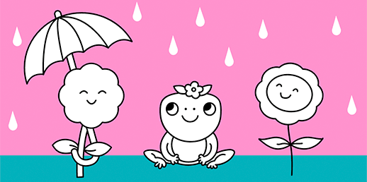 Coloriage en ligne et gratuits pour petits enfants, filles et garçons: La Pluie de Joie
