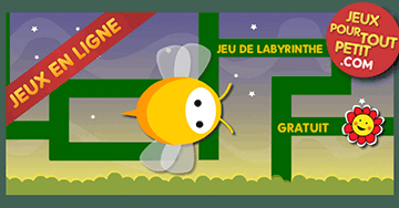 Jeux de labyrinthes gratuits pour les petits: L'abeille. Jeu en ligne pour enfants et pour maternelles