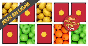 Jeux de mémoire gratuits pour enfants de 3, 4, 5 et 6 ans: Fruits. Jeu en ligne pour petits et pour meternelles