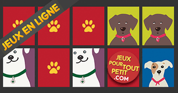 Jeux de mémoire en ligne et gratuit pour petis de 3, 4, 5 et 6 ans avec des chiens
