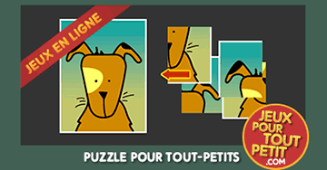 Jeux de puzzle en ligne pour enfants de 2 à 5 ans : Le Chien. Jeu gratuit pour maternelles