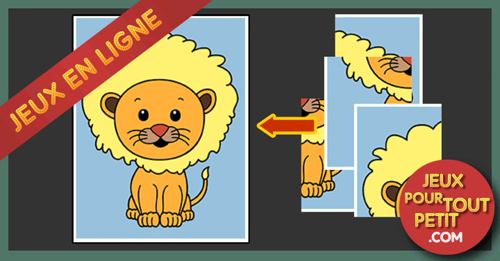 Puzzle gratuit pour enfants de maternelle. Jeu éducatif en ligne pour filles et garçons: Lion